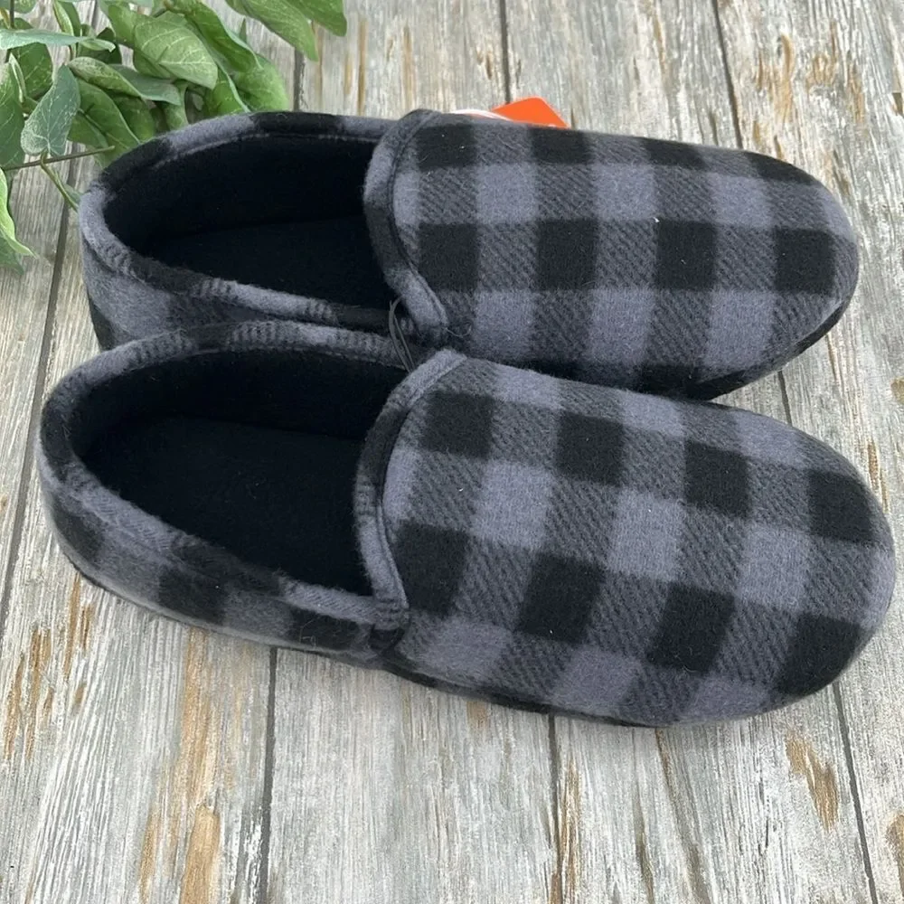 Big Boys Plaid Cozy Slippers Shoes Size 6